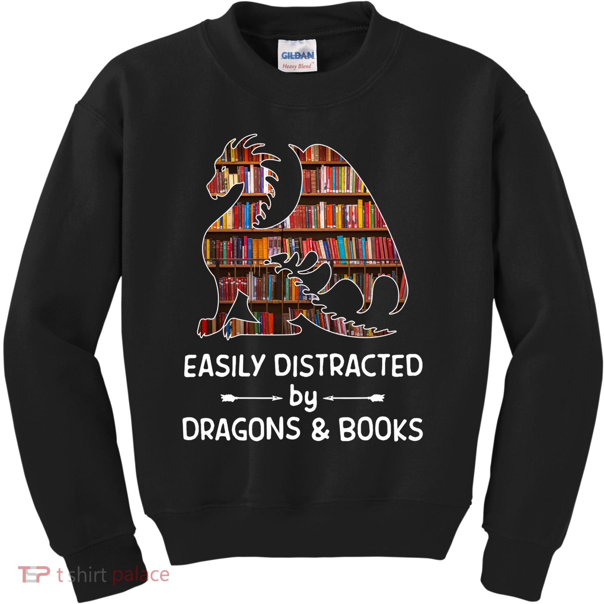 Easily Distracted By Dragon And Books Nerds Meaningful Gift Kids Sweatshirt