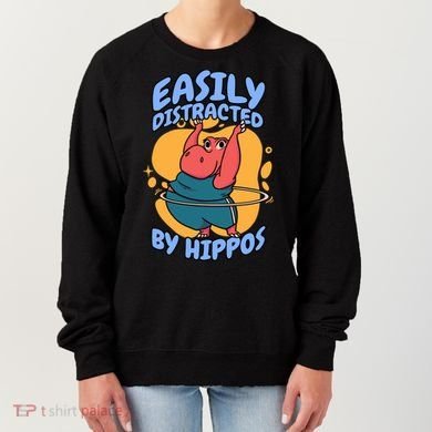 Easily Distracted By Hippos Hippopotamus Hippo Gift Women's Sweatshirt