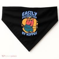 Easily Distracted By Hippos Hippopotamus Hippo Gift USA-Made Doggie Bandana thumb 0