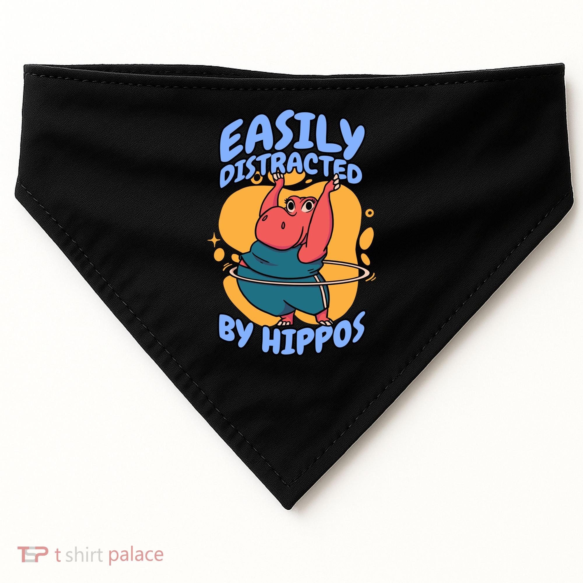 Easily Distracted By Hippos Hippopotamus Hippo Gift USA-Made Doggie Bandana