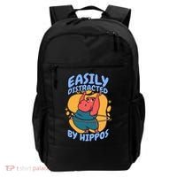 Easily Distracted By Hippos Hippopotamus Hippo Gift Backpack thumb 0