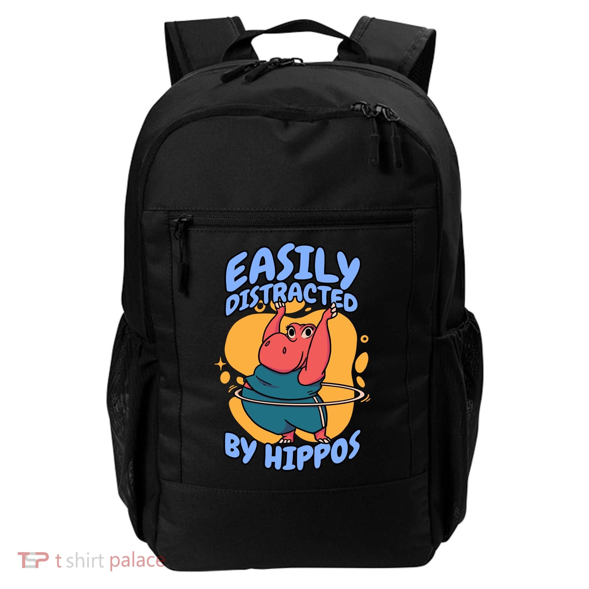 Easily Distracted By Hippos Hippopotamus Hippo Gift Backpack