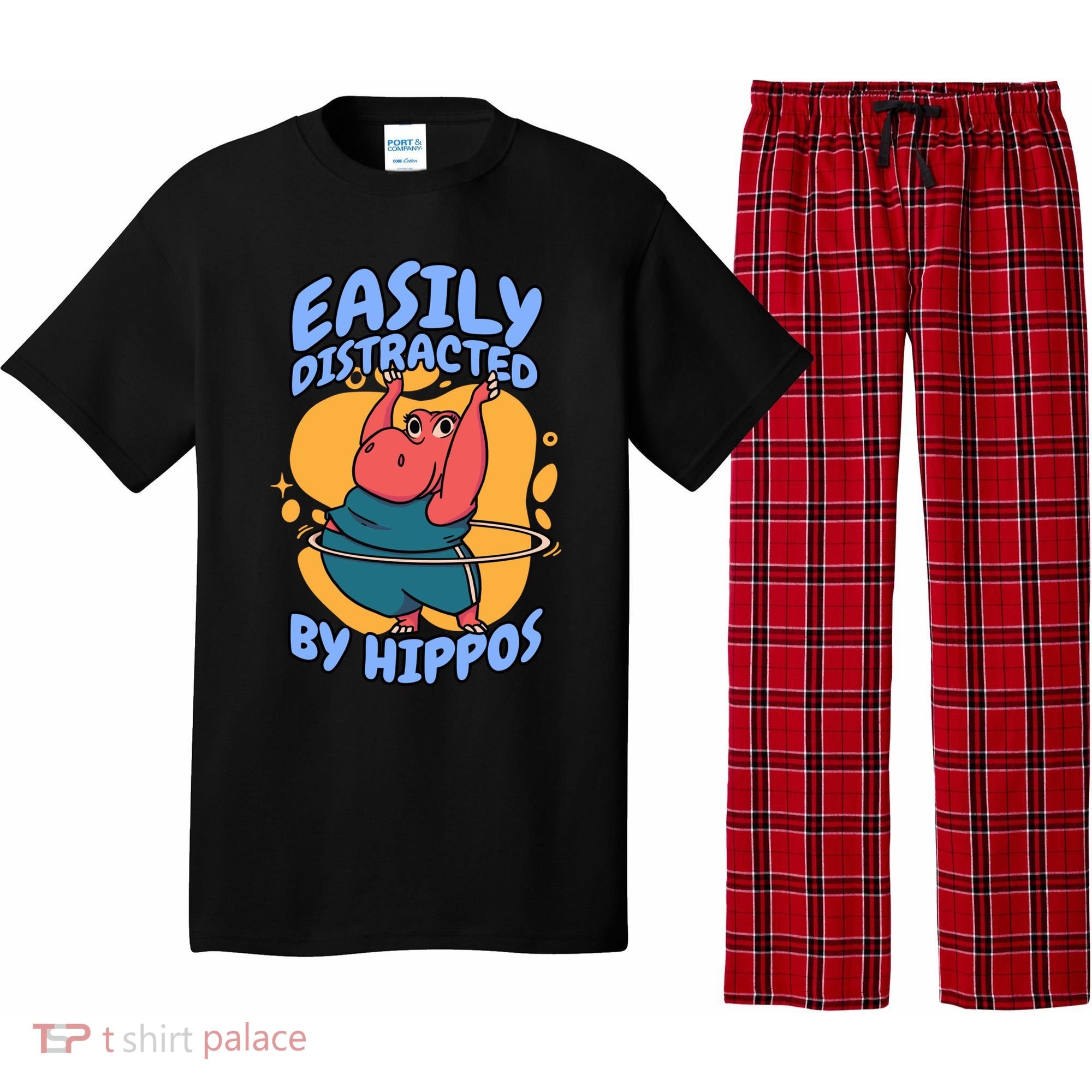 Easily Distracted By Hippos Hippopotamus Hippo Gift Pajama Set