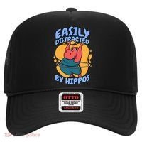 Easily Distracted By Hippos Hippopotamus Hippo Gift Hat thumb 0