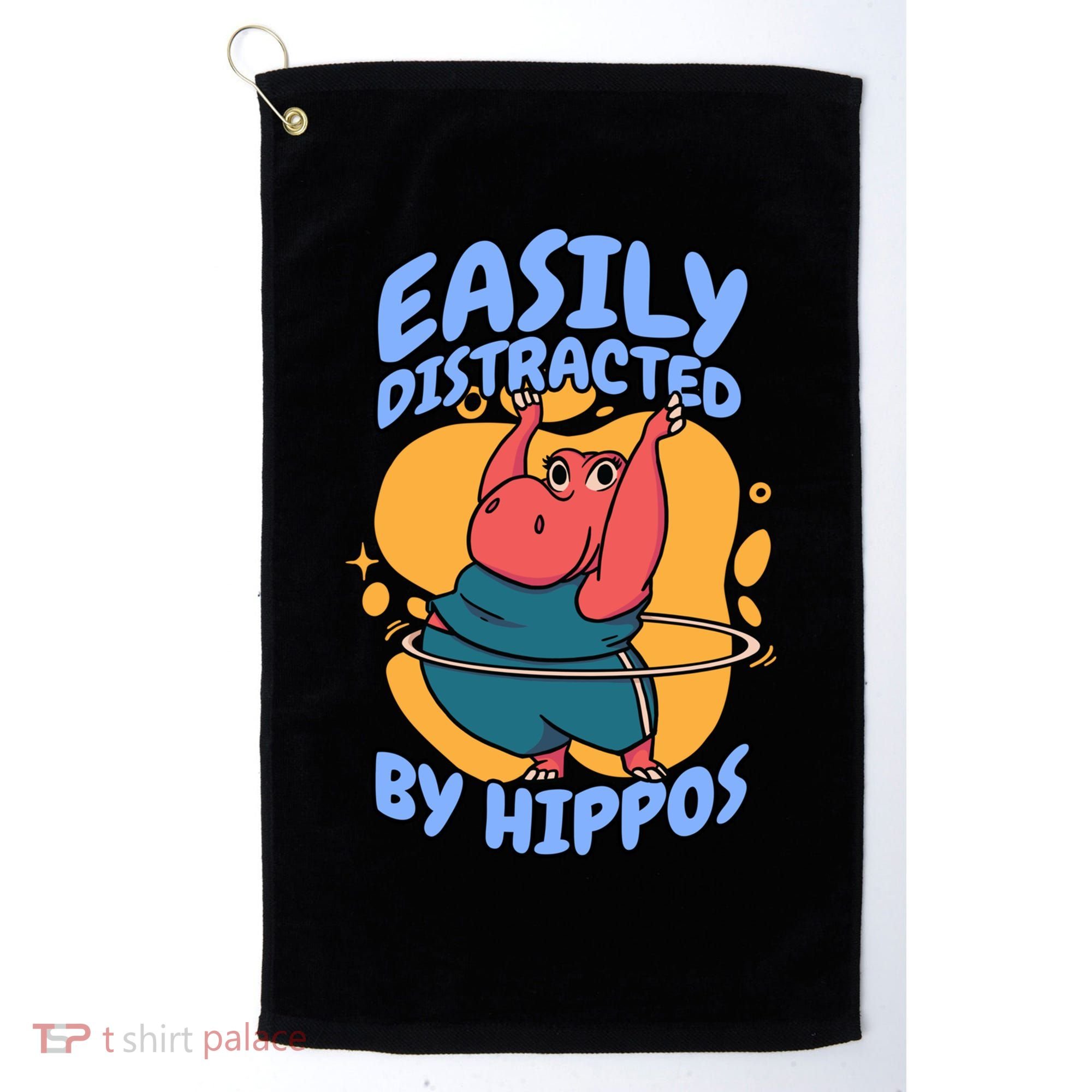 Easily Distracted By Hippos Hippopotamus Hippo Gift Golf Towel