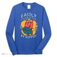 Easily Distracted By Hippos Hippopotamus Hippo Gift Long Sleeve Shirt thumb 0