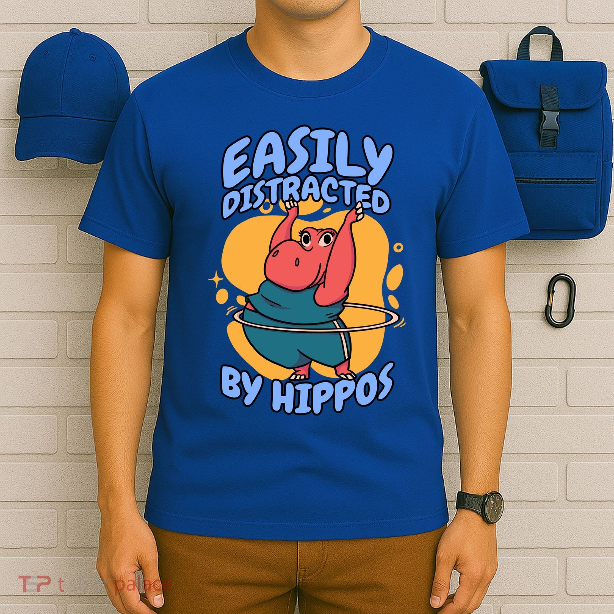 Easily Distracted By Hippos Hippopotamus Hippo Gift T-Shirt