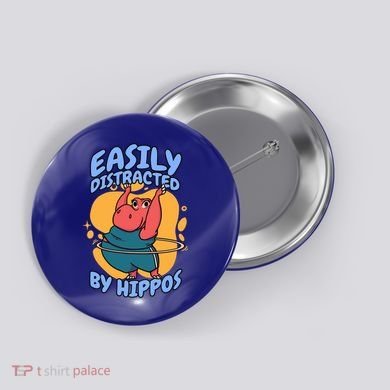 Easily Distracted By Hippos Hippopotamus Hippo Gift Button