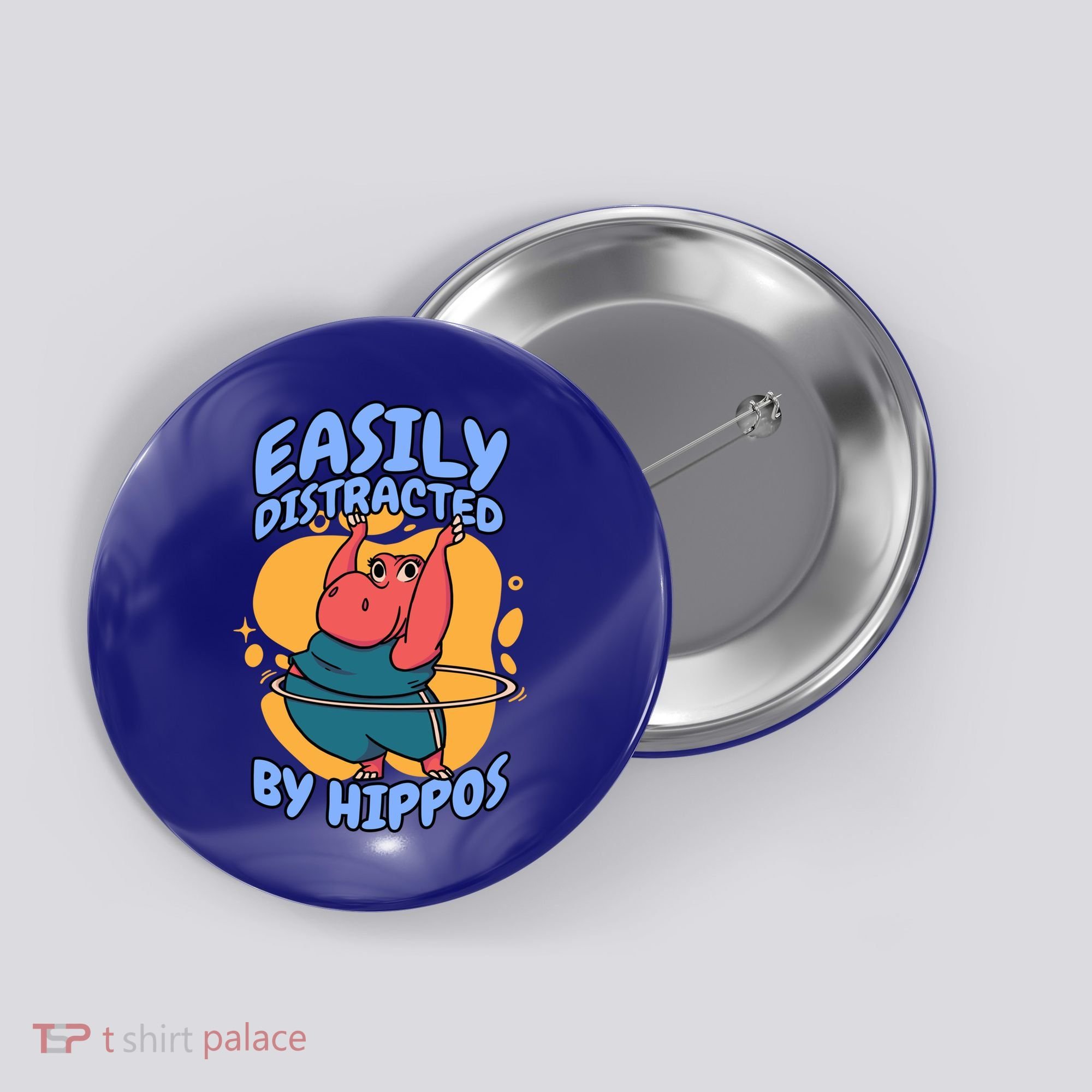 Easily Distracted By Hippos Hippopotamus Hippo Gift Button