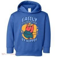 Easily Distracted By Hippos Hippopotamus Hippo Gift Toddler Hoodie thumb 0