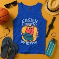 Easily Distracted By Hippos Hippopotamus Hippo Gift Tank Top thumb 4