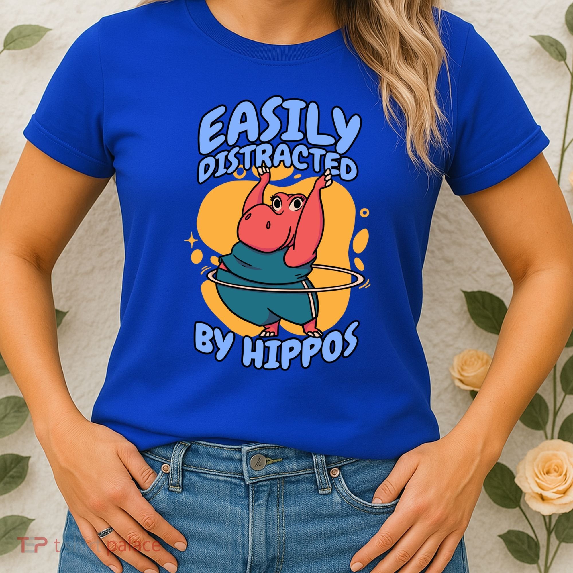 Easily Distracted By Hippos Hippopotamus Hippo Gift Women's T-Shirt