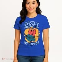 Easily Distracted By Hippos Hippopotamus Hippo Gift Women's T-Shirt thumb 4