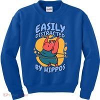 Easily Distracted By Hippos Hippopotamus Hippo Gift Kids Sweatshirt thumb 0
