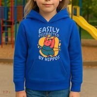 Easily Distracted By Hippos Hippopotamus Hippo Gift Kids Hoodie thumb 3