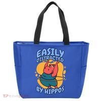 Easily Distracted By Hippos Hippopotamus Hippo Gift Tote Bag thumb 0
