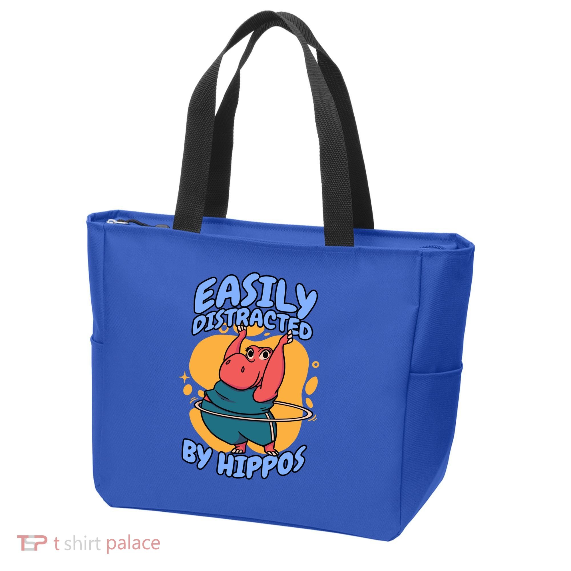 Easily Distracted By Hippos Hippopotamus Hippo Gift Tote Bag