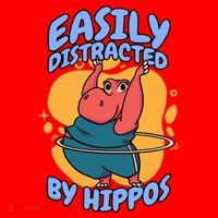 Easily Distracted By Hippos Hippopotamus Hippo Gift Santa Hat thumb 1