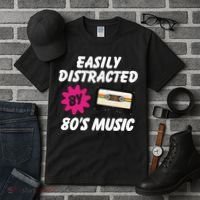 Easily Distracted By 80s Tall T-Shirt thumb 3
