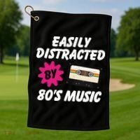 Easily Distracted By 80s Golf Towel thumb 1