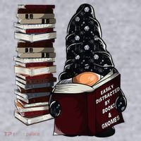 Easily Distracted By Books & Gnomes Garden Gnome Book Lover Women's Sweatshirt thumb 2