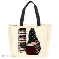 Easily Distracted By Books & Gnomes Garden Gnome Book Lover Tote Bag thumb 0