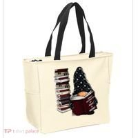 Easily Distracted By Books & Gnomes Garden Gnome Book Lover Tote Bag thumb 2
