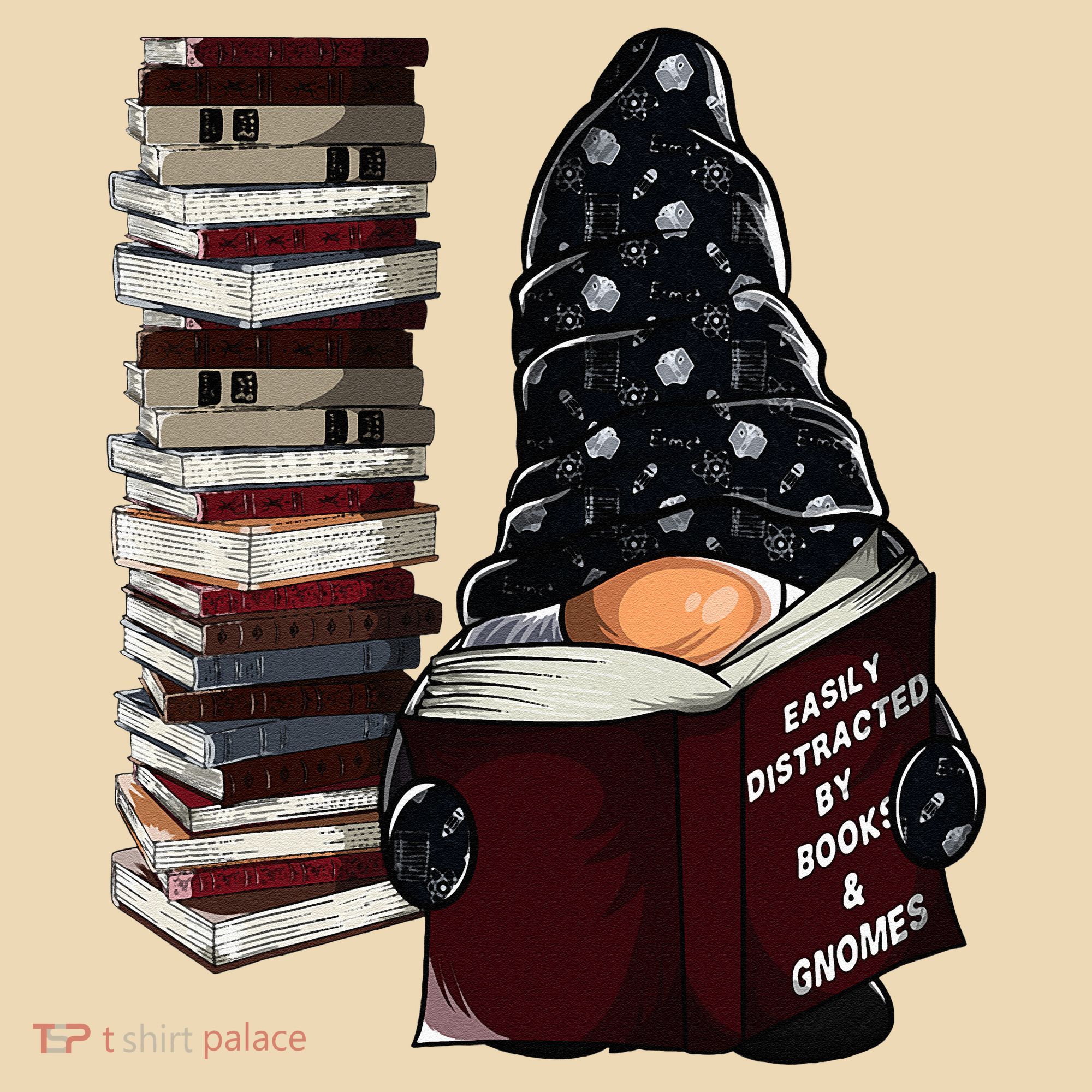 Easily Distracted By Books & Gnomes Garden Gnome Book Lover Tote Bag