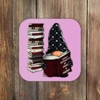 Easily Distracted By Books & Gnomes Garden Gnome Book Lover Coaster thumb 0