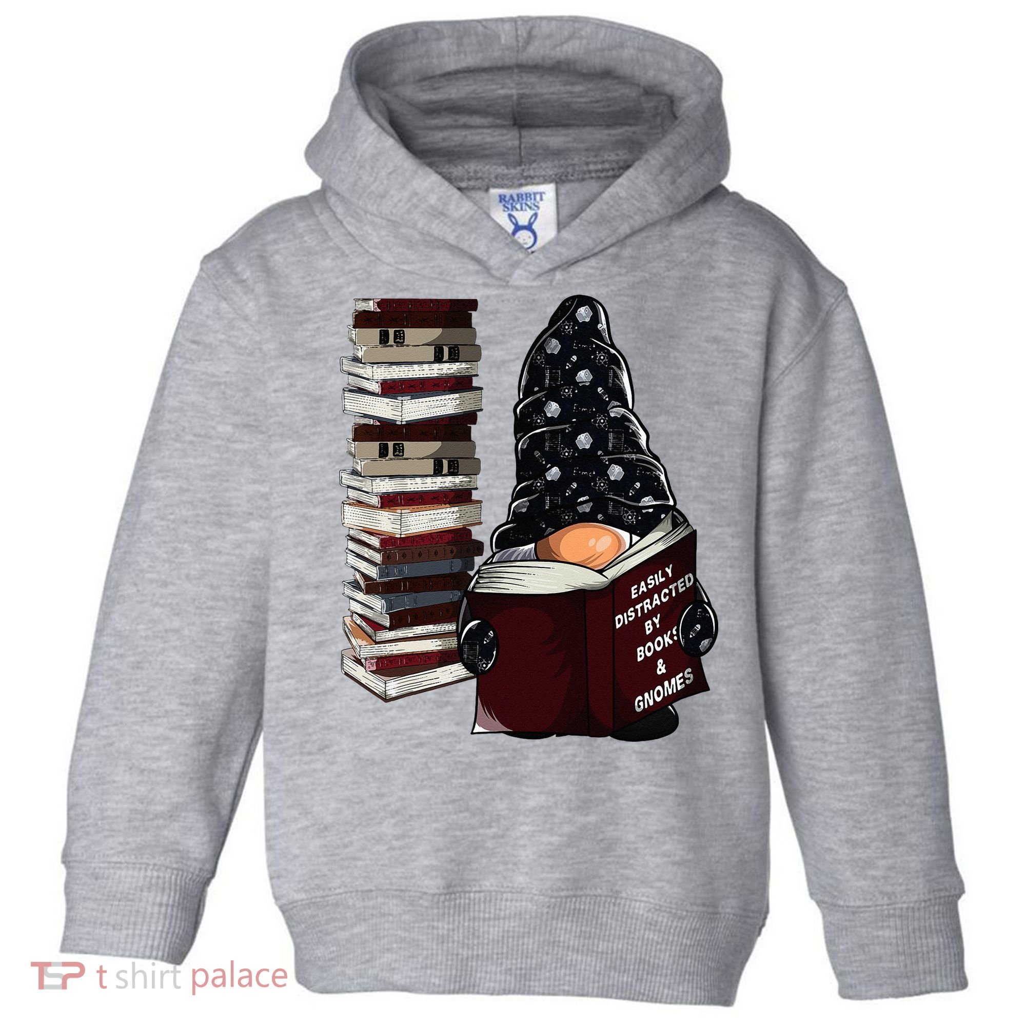 Easily Distracted By Books & Gnomes Garden Gnome Book Lover Toddler Hoodie