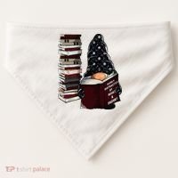 Easily Distracted By Books & Gnomes Garden Gnome Book Lover USA-Made Doggie Bandana thumb 0