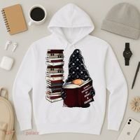 Easily Distracted By Books & Gnomes Garden Gnome Book Lover Hoodie thumb 3