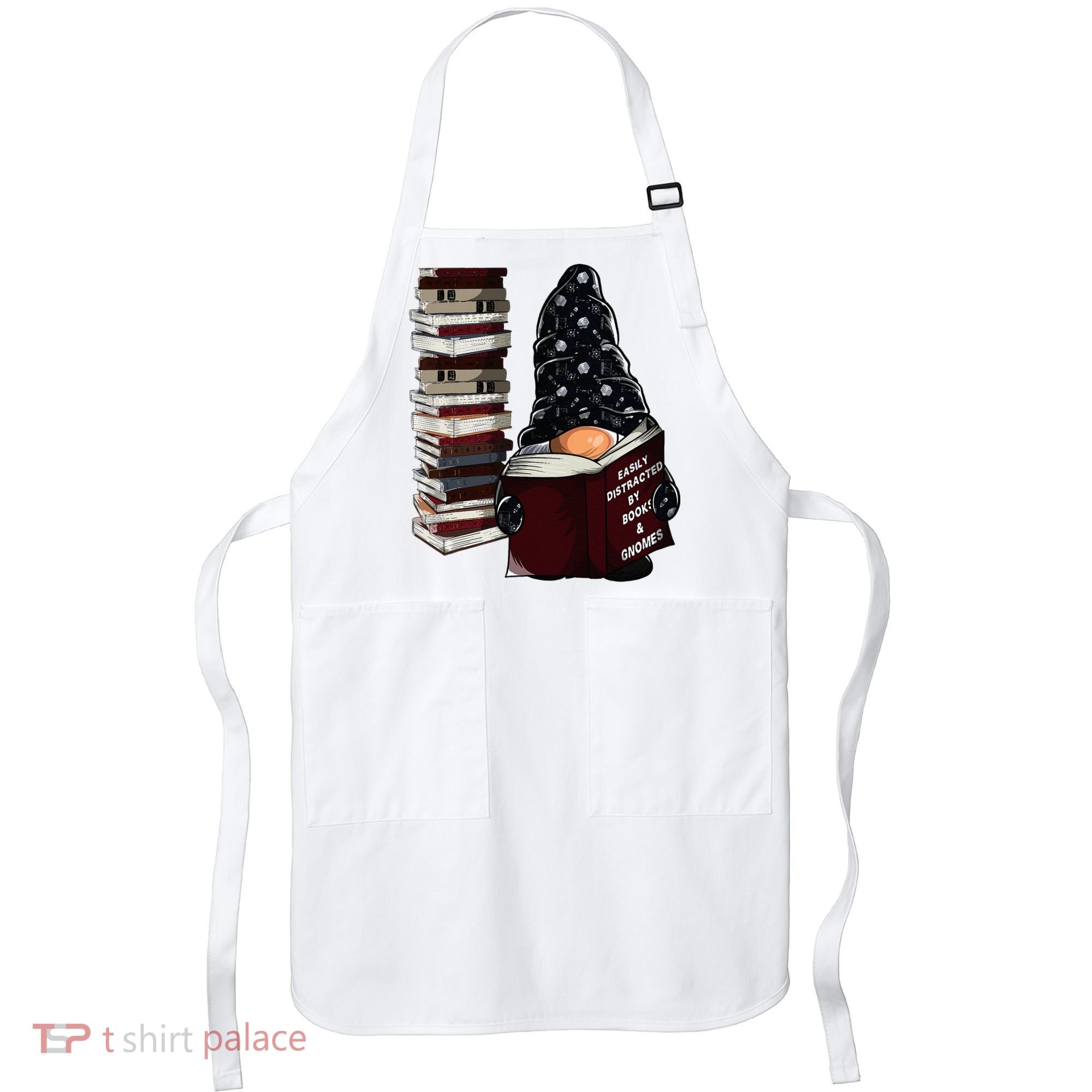 Easily Distracted By Books & Gnomes Garden Gnome Book Lover Apron