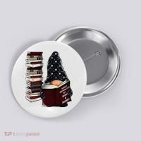 Easily Distracted By Books & Gnomes Garden Gnome Book Lover Button thumb 0