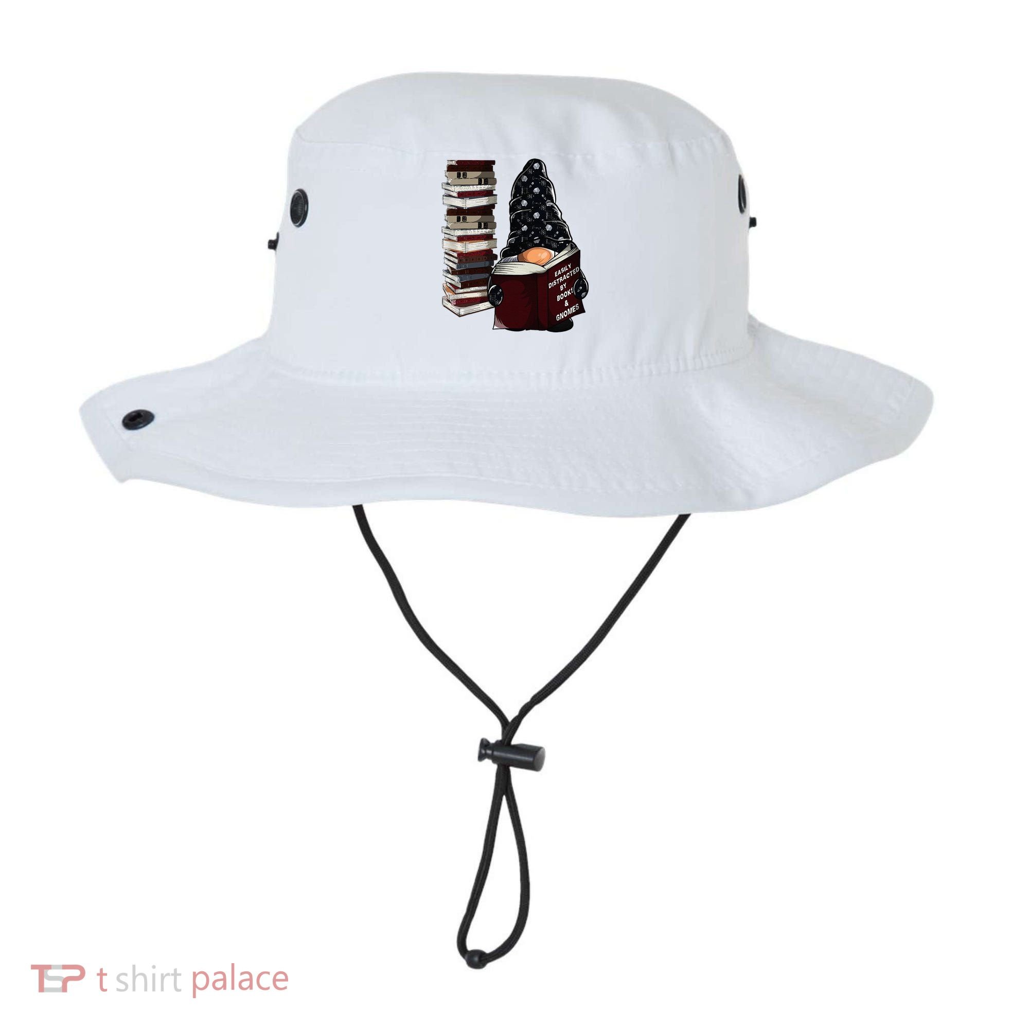 Easily Distracted By Books & Gnomes Garden Gnome Book Lover Bucket Hat