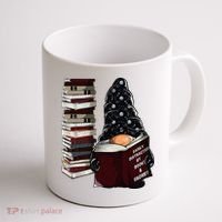 Easily Distracted By Books & Gnomes Garden Gnome Book Lover Coffee Mug thumb 1