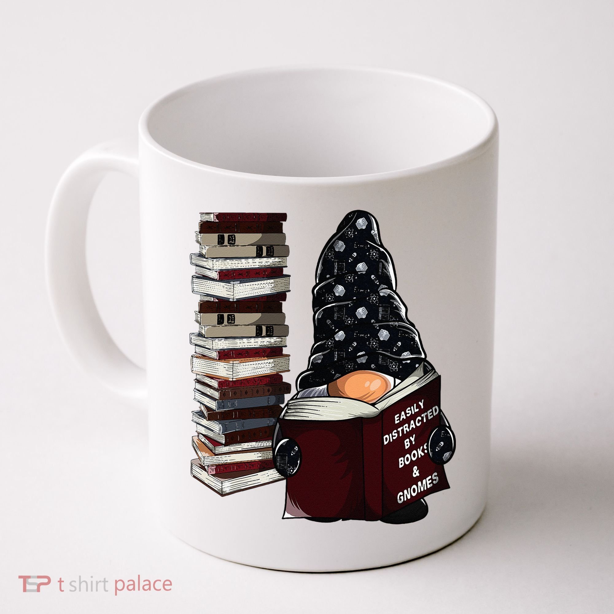 Easily Distracted By Books & Gnomes Garden Gnome Book Lover Coffee Mug