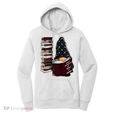Easily Distracted By Books & Gnomes Garden Gnome Book Lover Women's Hoodie
