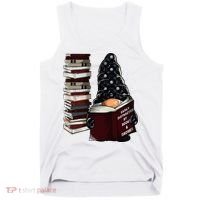 Easily Distracted By Books & Gnomes Garden Gnome Book Lover Tank Top thumb 0