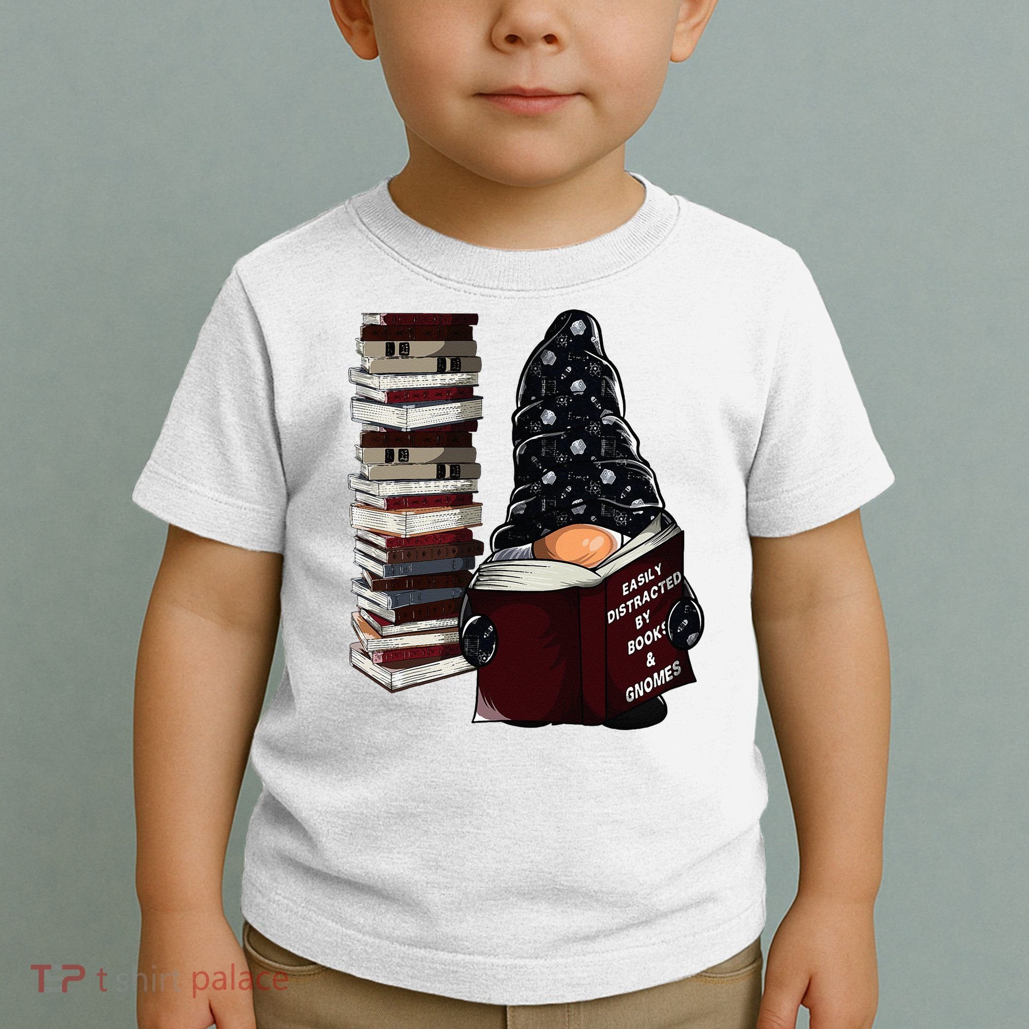Easily Distracted By Books & Gnomes Garden Gnome Book Lover Toddler T-Shirt