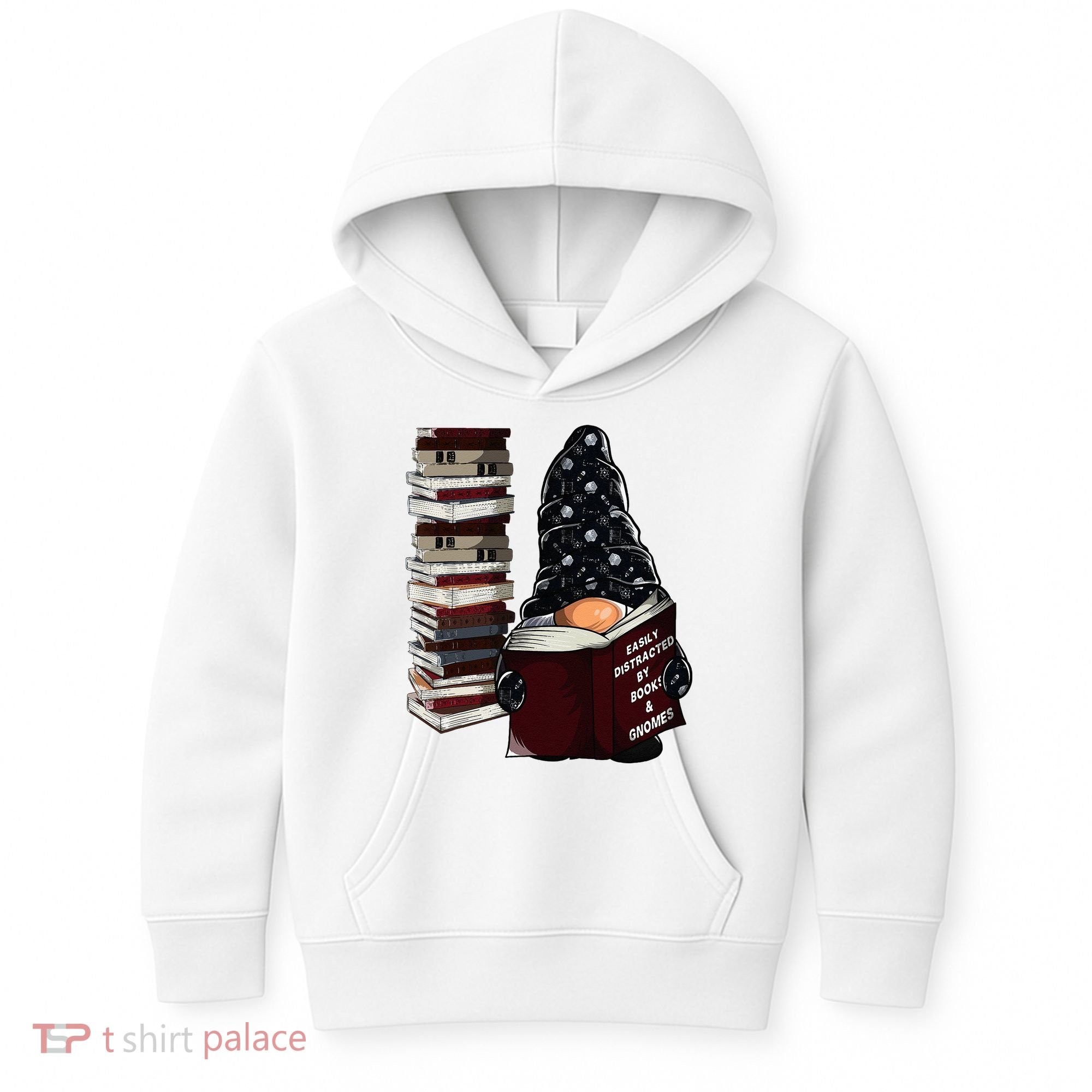 Easily Distracted By Books & Gnomes Garden Gnome Book Lover Kids Hoodie