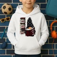 Easily Distracted By Books & Gnomes Garden Gnome Book Lover Kids Hoodie thumb 2