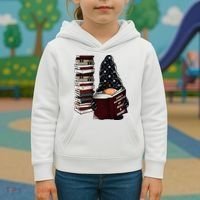 Easily Distracted By Books & Gnomes Garden Gnome Book Lover Kids Hoodie thumb 3
