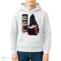 Easily Distracted By Books & Gnomes Garden Gnome Book Lover Kids Hoodie thumb 4