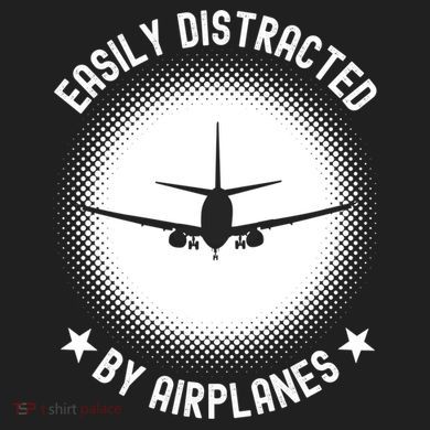 Easily Distracted By Airplanes Funny Flying Plane Gift Comfort Colors Boxy T-Shirt