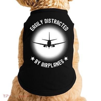 Easily Distracted By Airplanes Funny Flying Plane Gift Doggie Tank