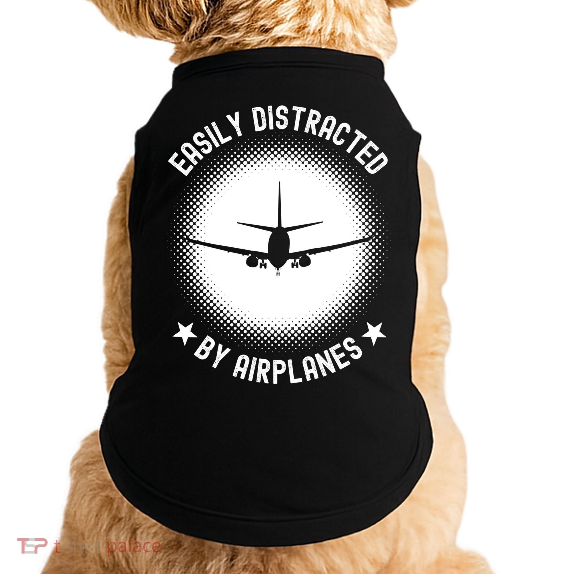 Easily Distracted By Airplanes Funny Flying Plane Gift Doggie Tank