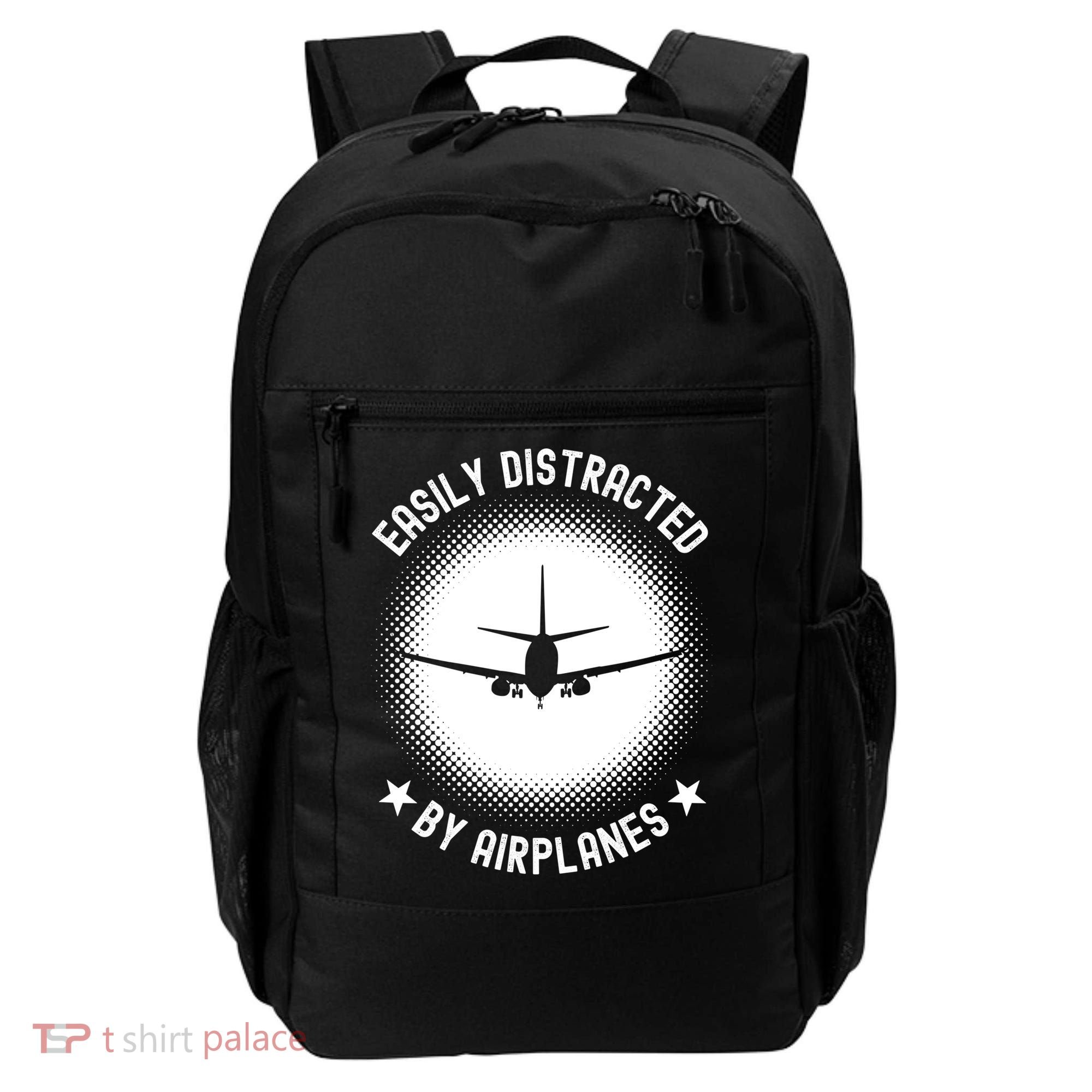 Easily Distracted By Airplanes Funny Flying Plane Gift Backpack