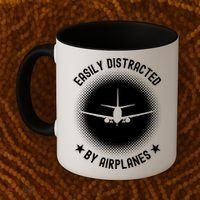 Easily Distracted By Airplanes Funny Flying Plane Gift Coffee Mug thumb 2