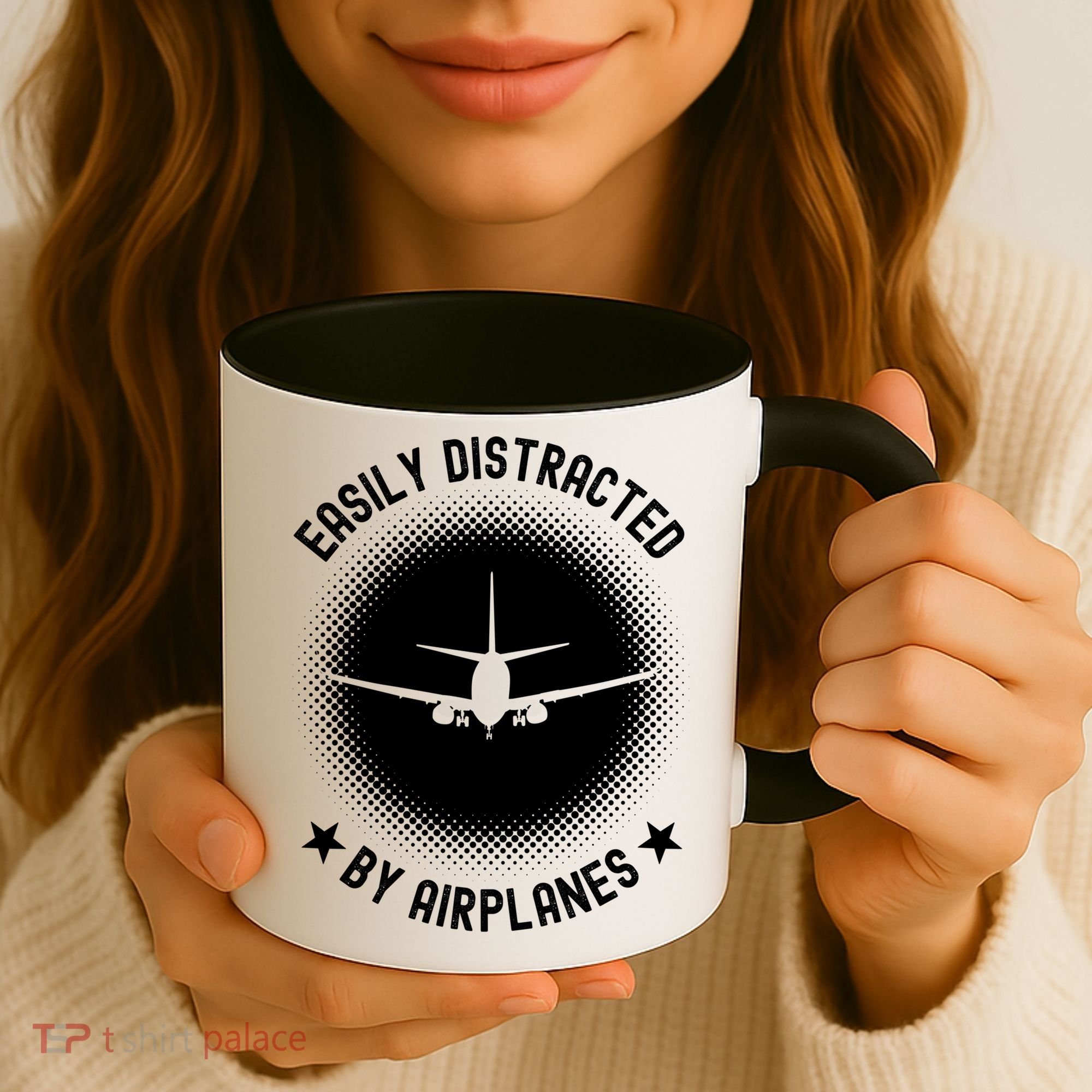 Easily Distracted By Airplanes Funny Flying Plane Gift Coffee Mug